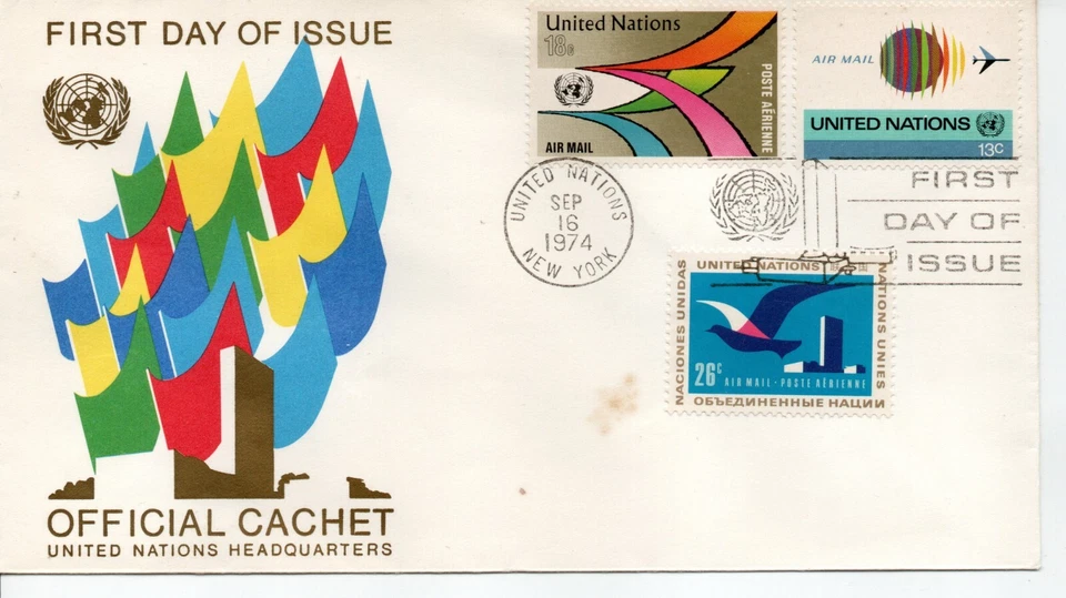 United Nations First Day of Issue Stamp  - Air Mail - Image 1 of 1