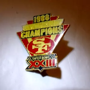 Prendedor de solapa de metal esmaltado del Super Bowl XXIII de los San Francisco 49ers 1988 campeones del mundo - Imagen 1 de 4