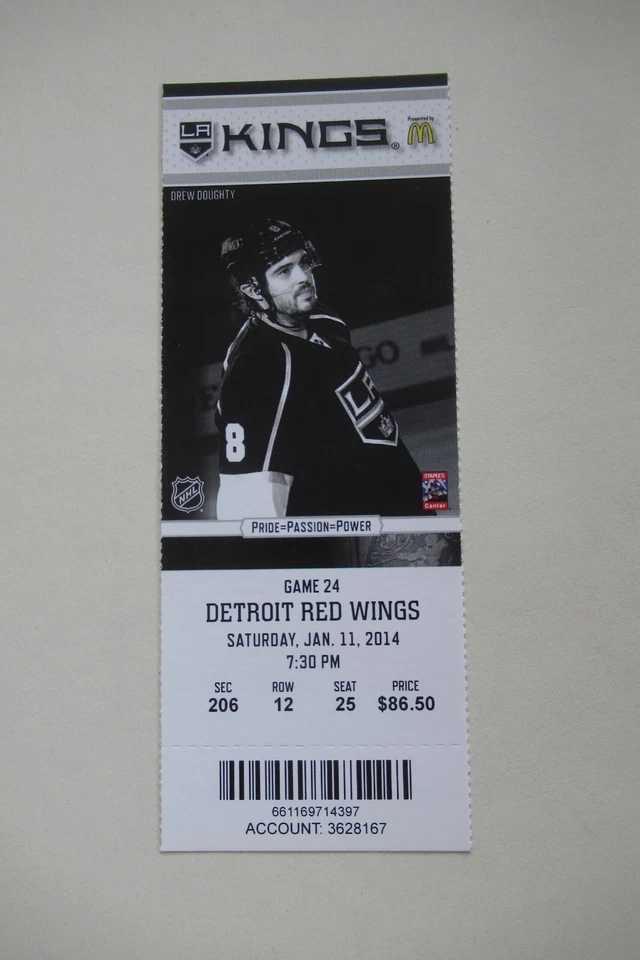 KINGS VS RED WINGS 1/11/2014 FULL TICKET ~ RILEY SHEAHAN (1ST CAREER GOAL) - Image 1 of 1