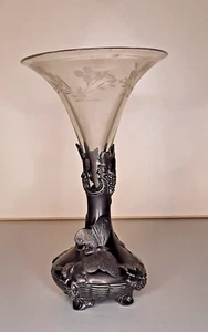 Jugendstil WMF Schmetterling kleine Vase mit Kristall glas einsatz - Art nouveau - Bild 1 von 15