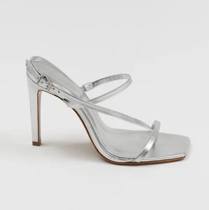 Schutz Women Heloise Leather High Heel Sandals Metalic Napa Size 6.5 - Picture 1 of 6