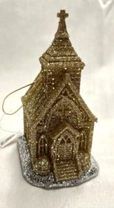 Ornamento - Chiesa con lettiera oro e argento - si illumina - Foto 1 di 3