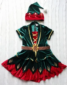 De lujo Terciopelo Navidad Elfo Halloween Disfraz Vestido Sombrero, Niña Talla M 8 - 10 - Imagen 1 de 10