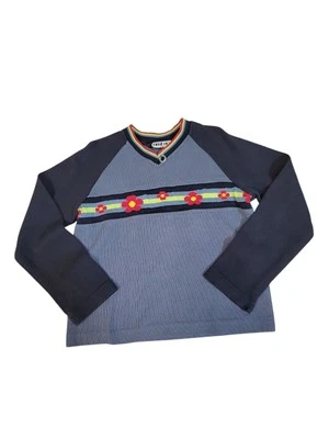 Top vintage Next Era niños años 90 Y2k raro cuello en V flores rayas niñas talla 8-10 Foto 1 de 4