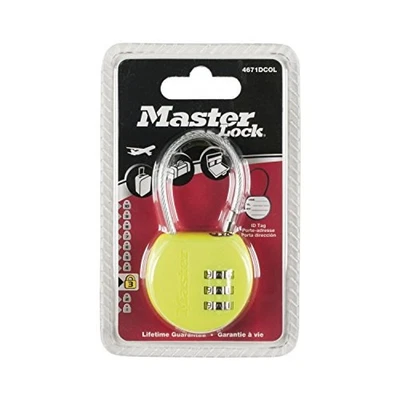 Master Lock 4671EURDCOL Lucchetto Porta-indirizzo 42mm con Cavo Acciaio 10cm Com - Immagine 1 di 4