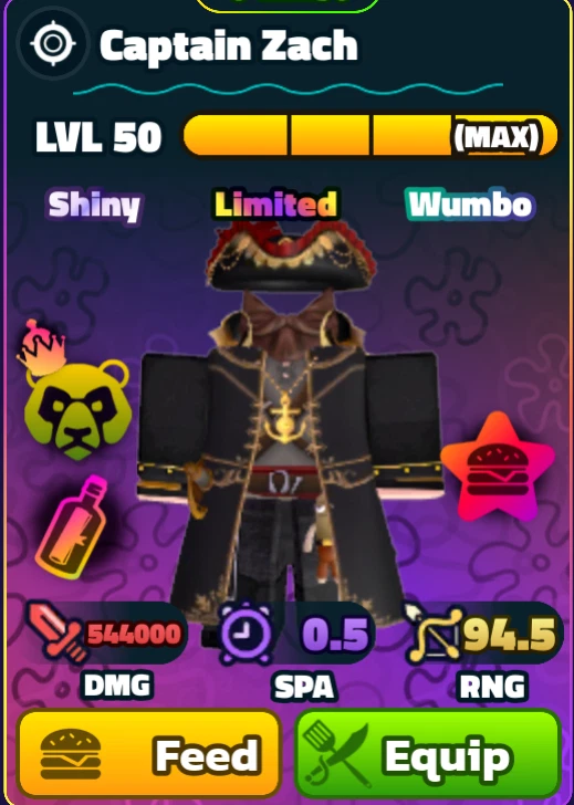 Captain Zach (NC)(PP)(LV50) - Bob Esponja Tower Defense - Imagem 1 de 1