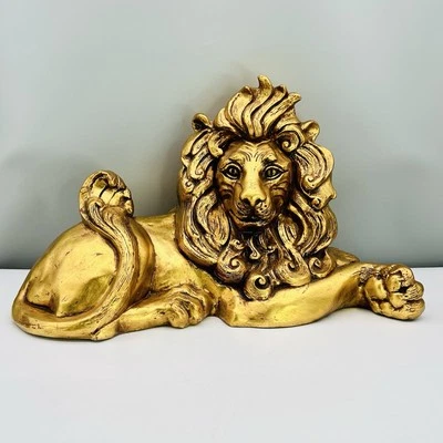 MCM Temprano KAY FRENCH Freeman McFarlin ESCULTURA LEÓN ESTATUA 20" Hoja Dorada ¡COMO NUEVA! Foto 1 de 4