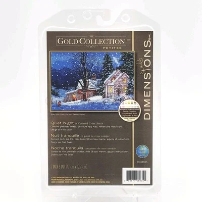 Dimensions Gold Collection Petites Quiet Night Cross Stitch KIT 7"x5" NEW - Image 1 of 4