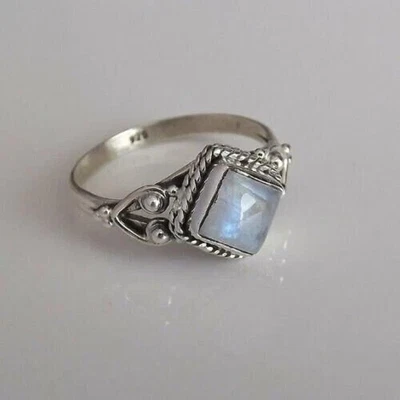 1CT Lab Created Aquamarine Solitaire Ring 14k White Gold Plated - Image 1 of 4