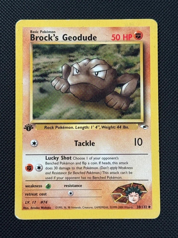 Brock's Geodude 38/132 1ST EDITION Pokémon Card WOTC Gym Heroes Uncommon - Image 1 of 4