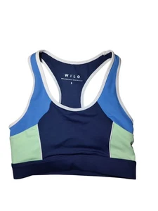 WILO Racerback Sports Bra Navy/Mint Green Color Block S NWOT - Picture 1 of 7