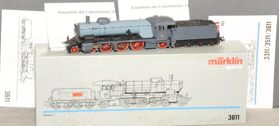Märklin 3611 Dampflok  BR C  KWStE.  grau/hellblau  Digital  sehr gut  OVP  H0 - Bild 1 von 1