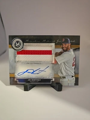 2020 Topps Museum Collection J.D. Martinez momentous material Patch Auto 9/15 - Image 1 of 2