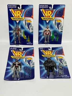 Lote de 4 figuras de acción Saban's VR Troopers Ryan Steele Kaitlin Star J.B. Reese SKUG Foto 1 de 4