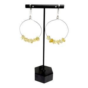 Brand New Handmade Citrine Gemstone Hoop Earrings, Prosperity, Abundance & Joy - Picture 1 of 7