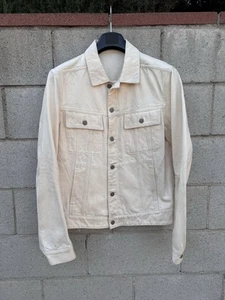 BALMAIN Denim Jean Trucker Jacket 100% Cotton White Sz L - Picture 1 of 9