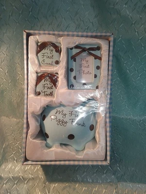 Подарочный набор для мальчика с первым зубом коробка первый завиток и первое фото ОТСУТСТВУЕТ СВИНЬЯ - Изображение 1 из 4