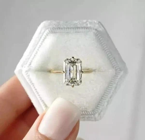 3.00CT 14k Yellow Gold Emerald Cut Lab Grown Diamond Wedding Ring IGI Certified - Picture 1 of 9