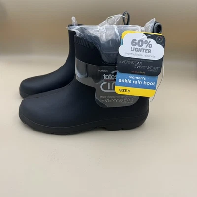 Botas de lluvia Totes Cirrus Chelsea al tobillo ligeras para mujer talla 8 negras nuevas con etiquetas  Foto 1 de 4