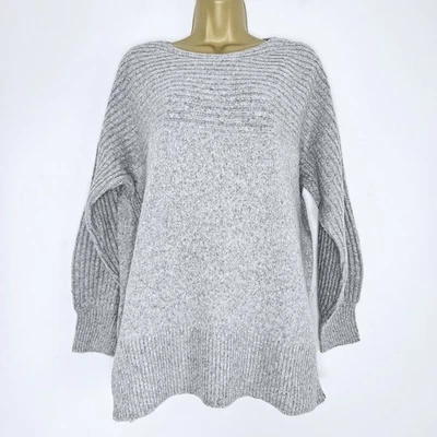 NEW Ex M&S Size 10-22 Oversized Super Soft Relaxed Fit Grey Knitted Jumper - Image 1 of 4