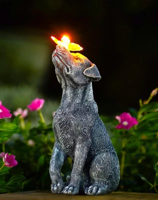 Goodeco Dog Statue with Solar Butterfly - Ideal Gifts for Dad, Mom or Birthdays, - Image 1 of 4