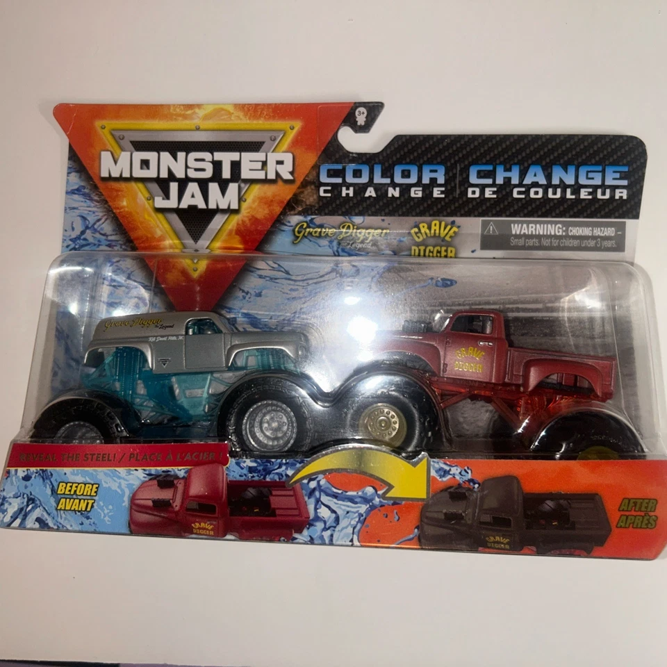 Spin Master Monster Jam Grave Digger Legend & Vintage Truck Color Change 2