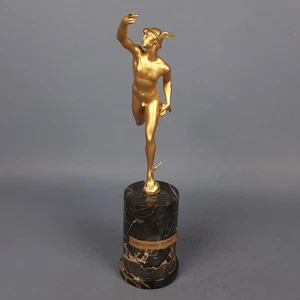 Statue Bronze Mercury D’Oro Auf Basis Marmor Skulptur Sammlung Aussteller 1960 - Picture 1 of 14