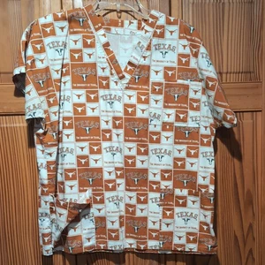  UT Texas Longhorn V Neck Top Scrub Unisex Nursing Size M - Picture 1 of 6