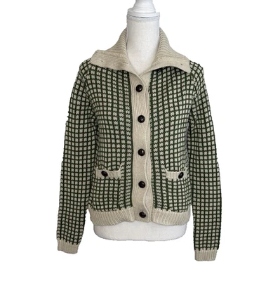 Francis Valentine Cream Green Archie Cardigan Knit Sweater XS Wool Cashmere Fall - Image 1 of 4