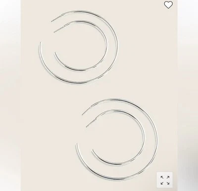 J Crew Silver tone Thin hoop earrings set-of-two, w/ pouch, surgical steel posts - Image 1 of 3