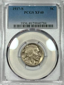 1917-S BUFFALO NICKEL 5C PCGS XF40 SEMI KEY DATE (N98) - Picture 1 of 4