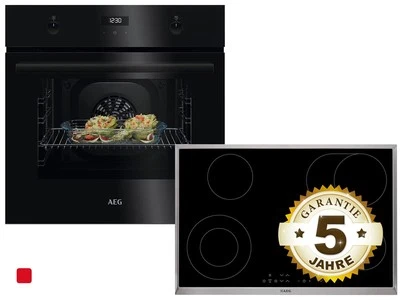 AEG AB12B Set Backofen BEK43511XB + Glaskeramikkochfeld HK834060X - Bild 1 von 4