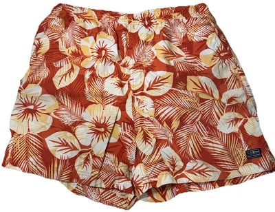 Bañador corto vintage LL Bean naranja floral forrado bolsillos EE. UU. mediano Foto 1 de 4