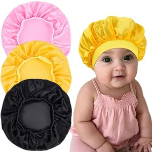 3 Pieces Kids Satin Bonnet Sleeping Cap Silk Wide Band Night K-solid Color - Picture 1 of 6