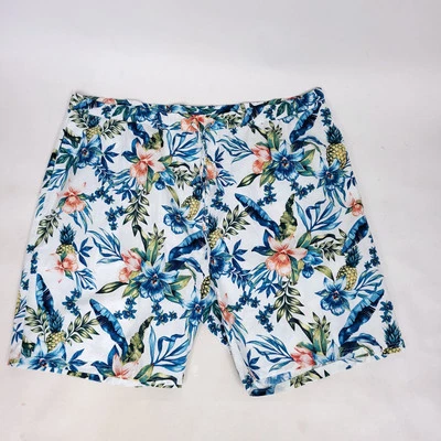 Pantalones Cortos Caribbean Joe Mujer 3X Blanco Azul Floral Piña Bolsillo Cintura Elástico Foto 1 de 4