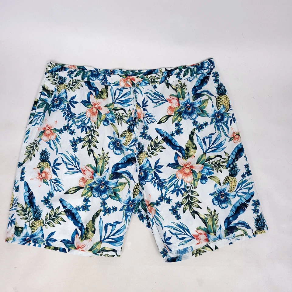 Pantalones Cortos Caribbean Joe Mujer 3X Blanco Azul Floral Piña Bolsillo Cintura Elástico Foto 1 de 4