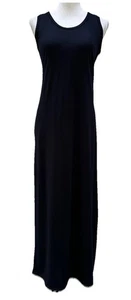 Solid Black Long Maxi Dress Medium (sz 8-10) Tank Top Sleeveless Floor Length - Picture 1 of 10