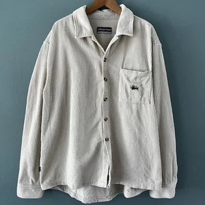 Stussy Corduroy Jacket Men’s Size L Cord Beige Washed Button Up Surf Street 90s - Picture 1 of 10