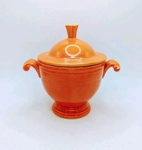 Vintage Fiesta Ware Original “Radioactive” Red (Orange) Sugar Bowl - Picture 1 of 8