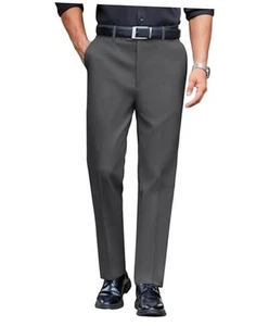 Mens Classic Casual Dress Pants Expandable Waist Suit Pant 40W x 32L Dark Gery - Picture 1 of 7