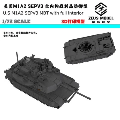 3D Printed 1/72/87/144 US M1A2 SPEV3 Main Battle Tank+Trophy Defense System Kit - Image 1 of 4