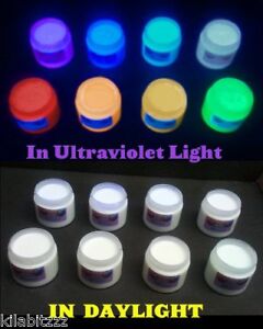  Invisible UV Ultraviolet Blacklight Visible Fluorescent Paint. Choose a colour
