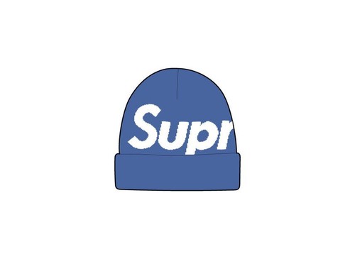 Bonnet bleu grand logo Supreme