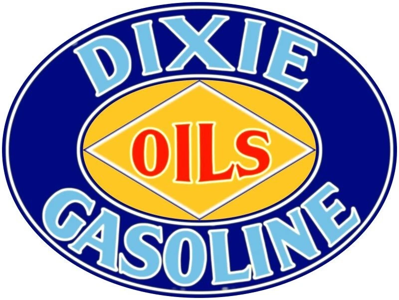 Dixie Oils & Gasoline NEW Sign: 18" Wide Oval Diecut Style USA STEEL - Image 1 of 1