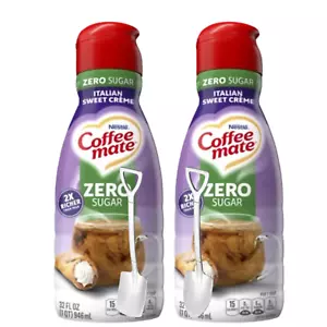 Zero Sugar Italian Sweet Crème Liquid Coffee Creamer 32 oz 2 pck w/ Shovel Spoon - Picture 1 of 1