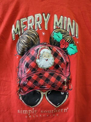 Camiseta Simply Southern Youth Grande Feliz Mini Santa Manga Corta Navidad Foto 1 de 4