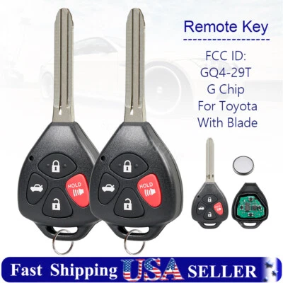 2 Замена для 2010 2011 2012 2013 Toyota Corolla автомобиля брелок пульт дистанционного управления + G чип - Изображение 1 из 4