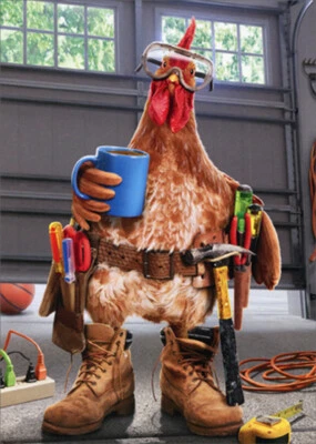 Tarjeta del Día del Padre Avanti Rooster Mr Fix It Divertida/Humorosa Foto 1 de 2