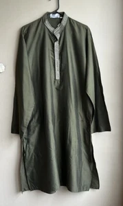 Neu Herren Indische Hochzeit Kurta Bestickt Gr. 40 (100 cm) Olivgrün - Bild 1 von 2