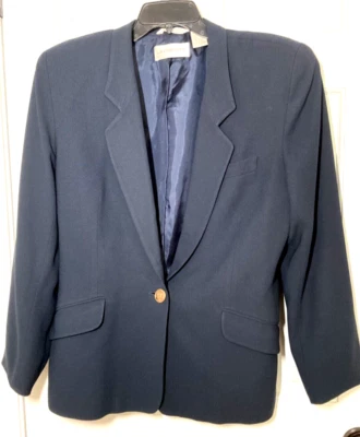 LIZ CLAIBORNE WOMENS SUIT BLAZER NAVY BRASS BUTTON SIZE 14 NEW - Image 1 of 2